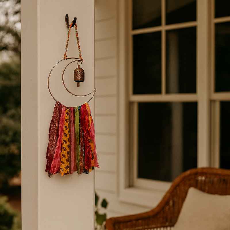 Swapna Moon Bell Dream Chime with Upcycled Sari